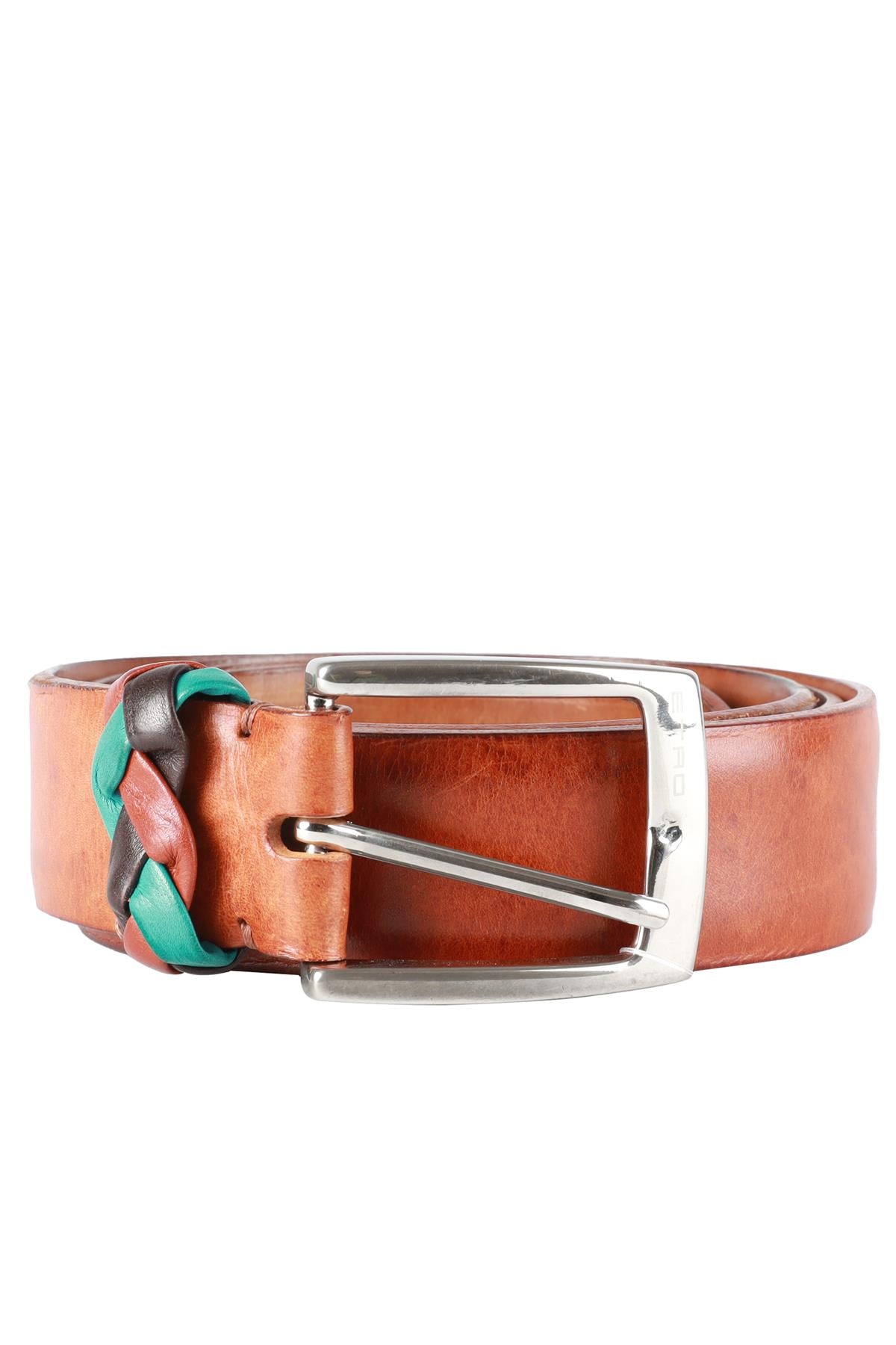 ETRO BROWN LEATHER BELT 110 CM