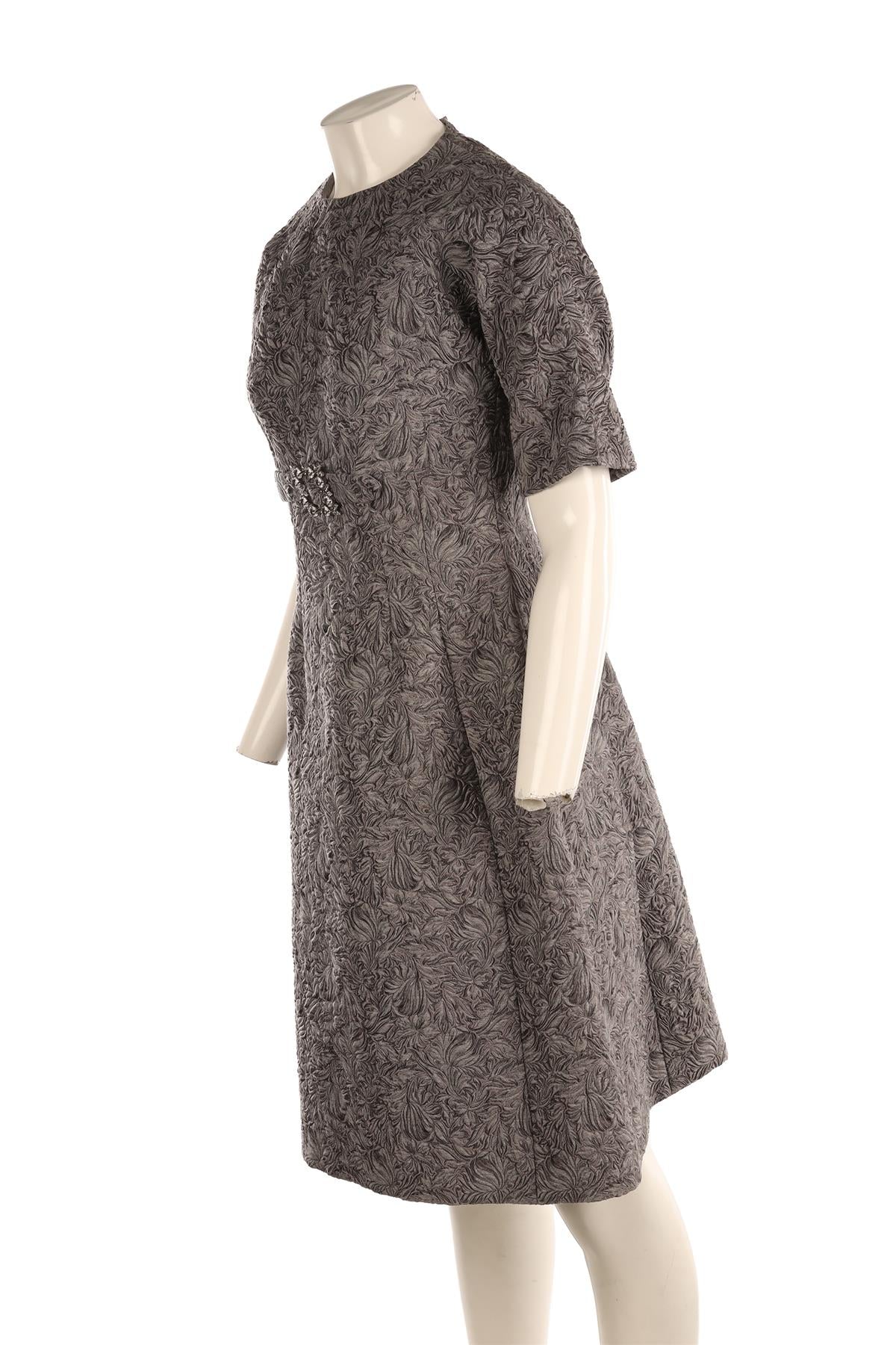 DOLCE & GABBANA GREY WOOL MIDI DRESS IT 42 UK 10