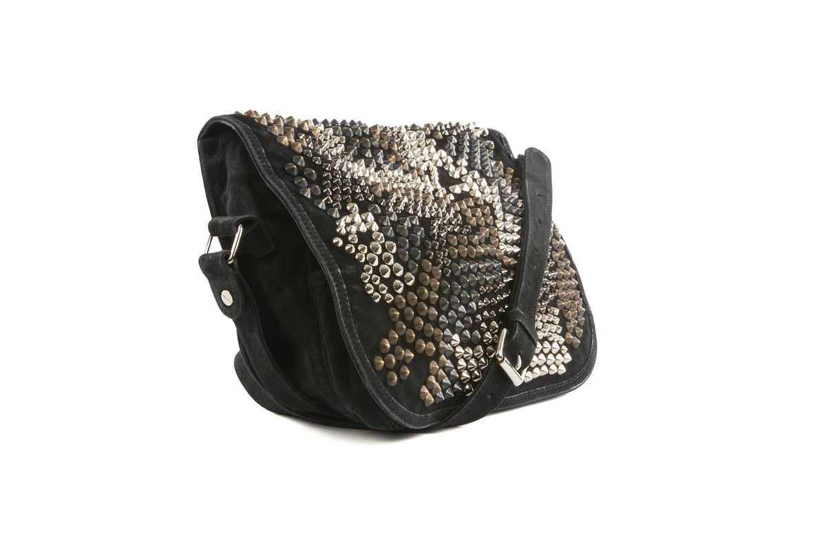 BALMAIN BLACK SUEDE SHOULDER BAG