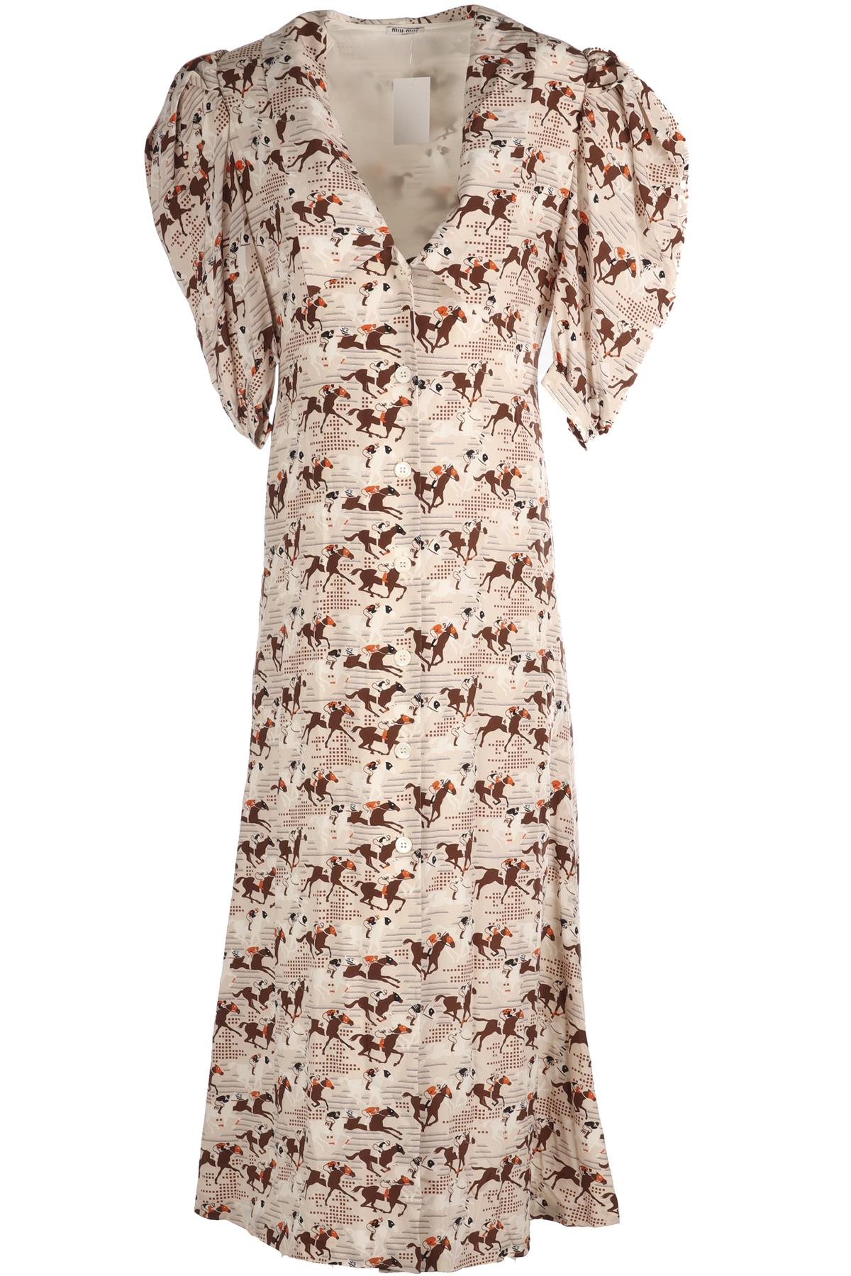 MIU MIU BEIGE SILK MIDI DRESS IT 44 UK 12