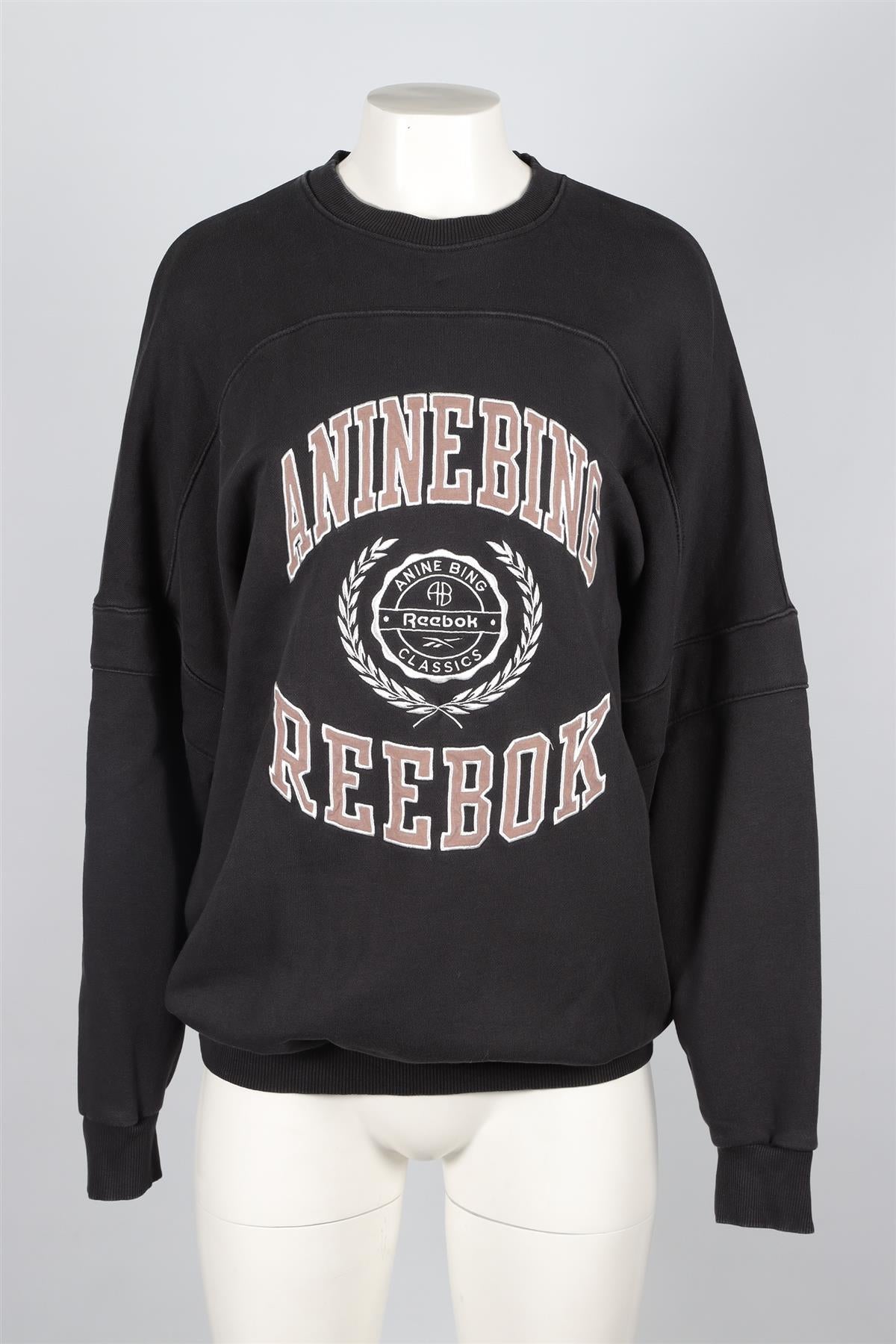 ANINE BING + REEBOK BLACK COTTON SWEATSHIRT XSMALL