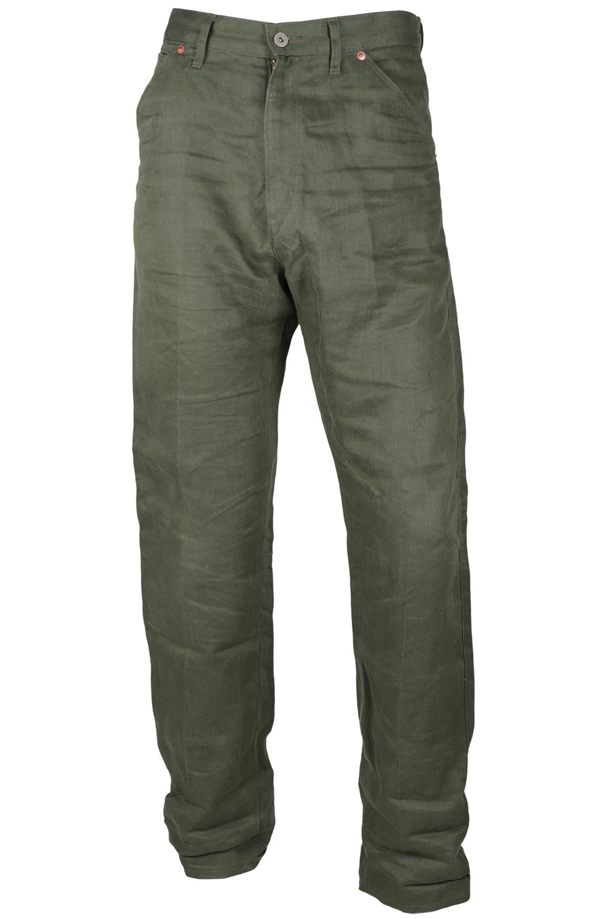 JUNYA WATANABE + COMME DES GARCONS GREEN MEN'S LINEN STRAIGHT LEG PANTS LARGE