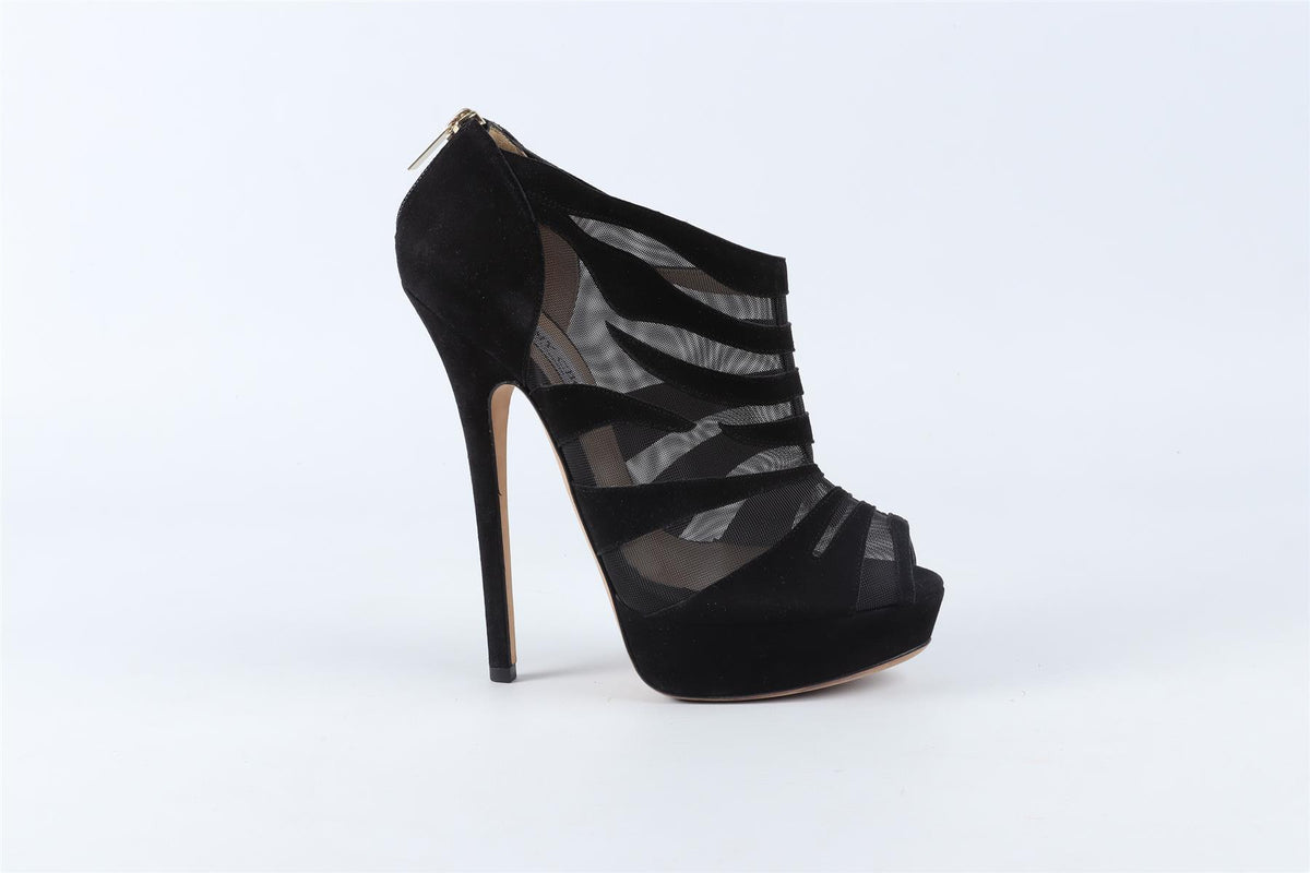 JIMMY CHOO BLACK MESH AND SUEDE ANKLE BOOTS EU 38 UK 5 US 8