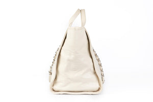 CHANEL ECRU 2016-2017 DEAUVILLE MEDIUM LEATHER TOTE BAG