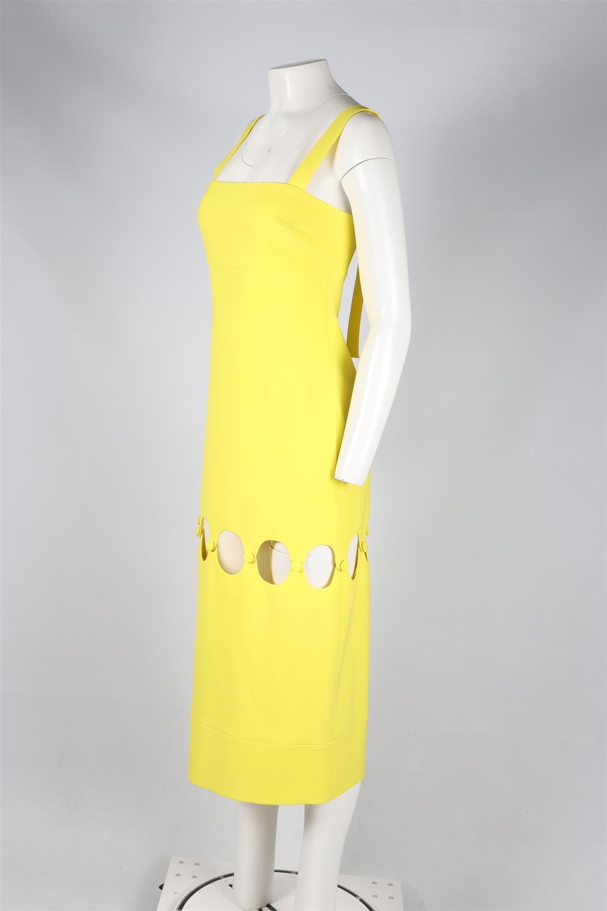 ALEXIE YELLOW CREPE MIDI DRESS XSMALL