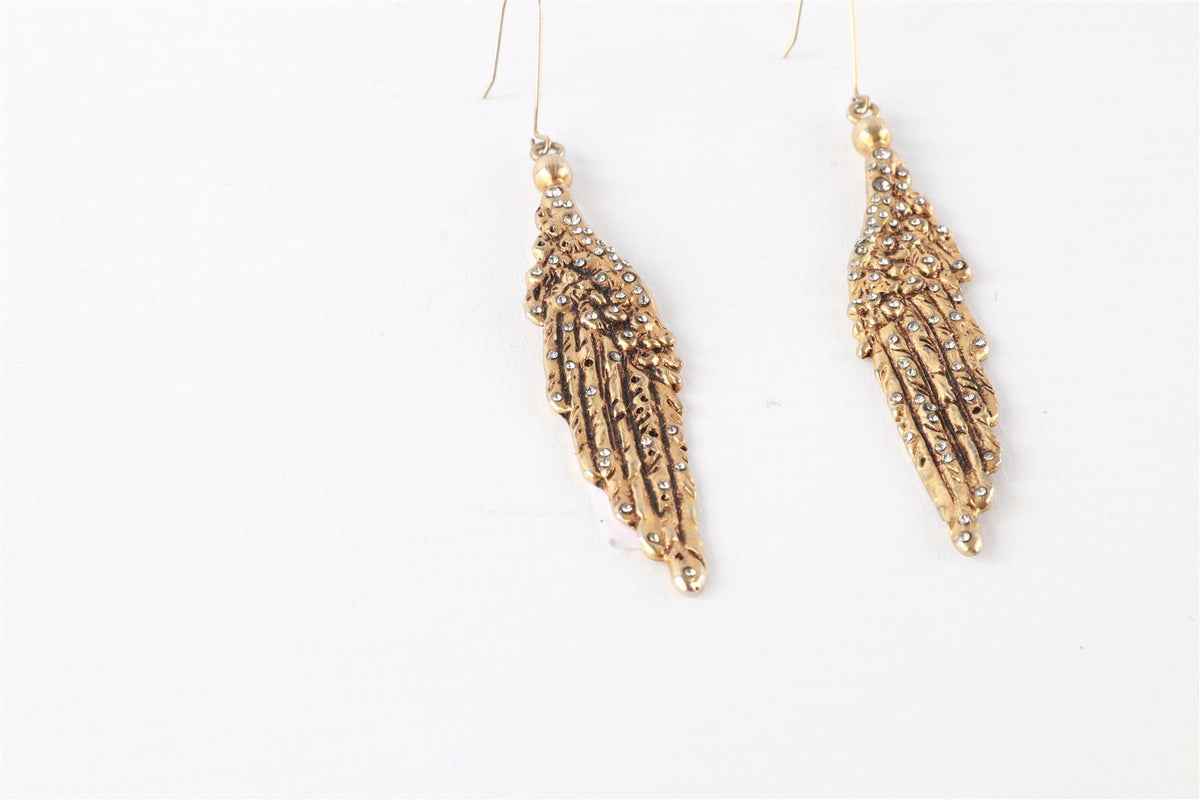 EMILIO PUCCI METALLIC WING GOLD TONE DROP EARRINGS