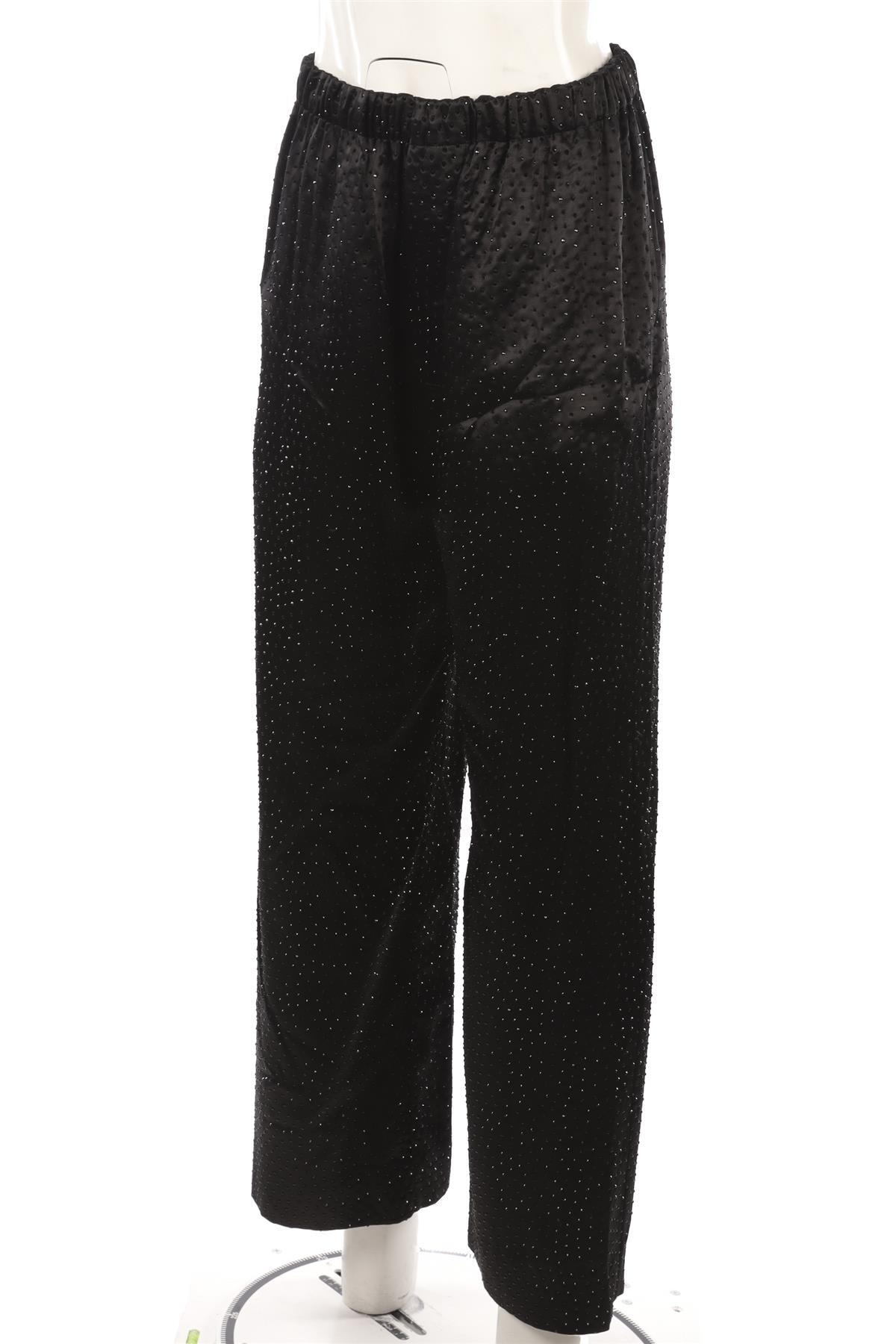 BALENCIAGA BLACK CRYSTAL WIDE LEG PANTS FR 36 UK 8