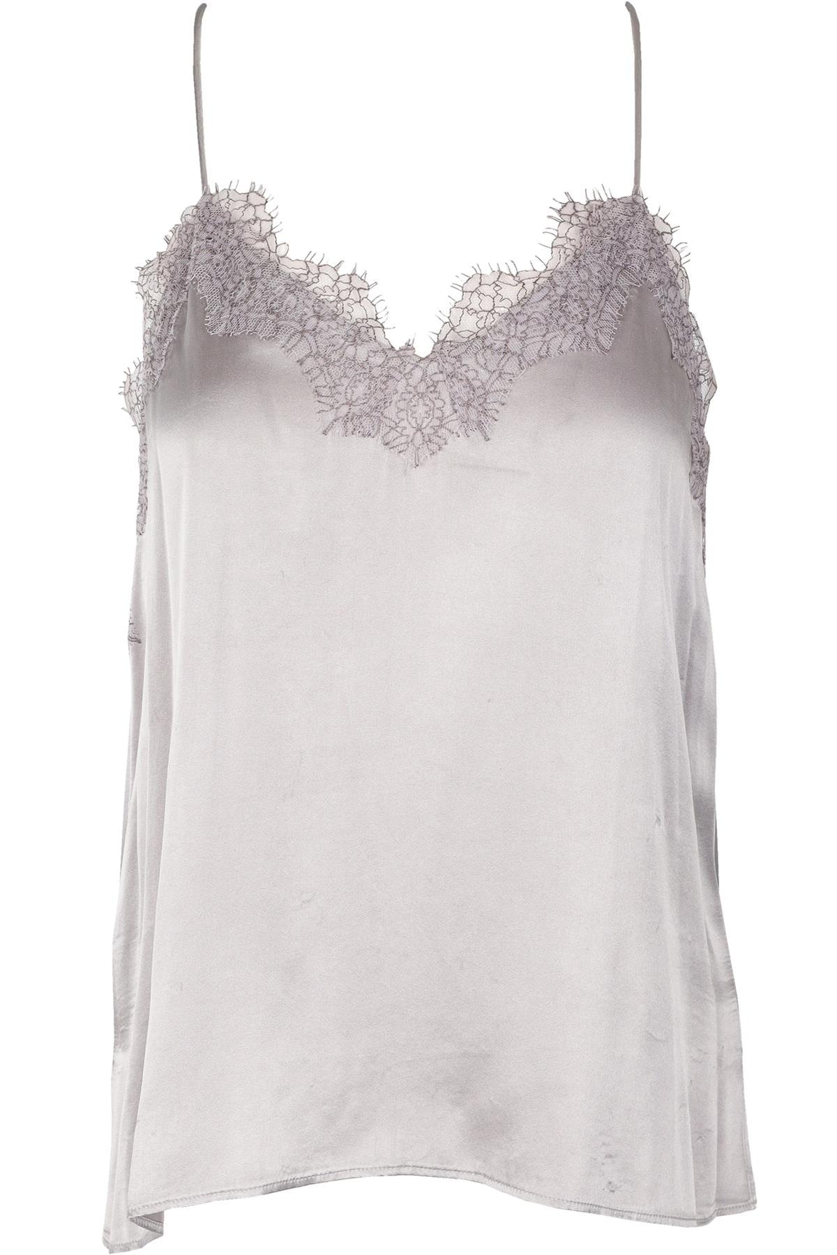 CAMI NYC GREY SILK TOP XSMALL