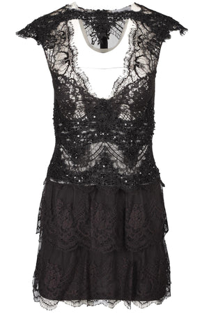 RAQUEL DINIZ BLACK LACE MINI DRESS IT 40 UK 8