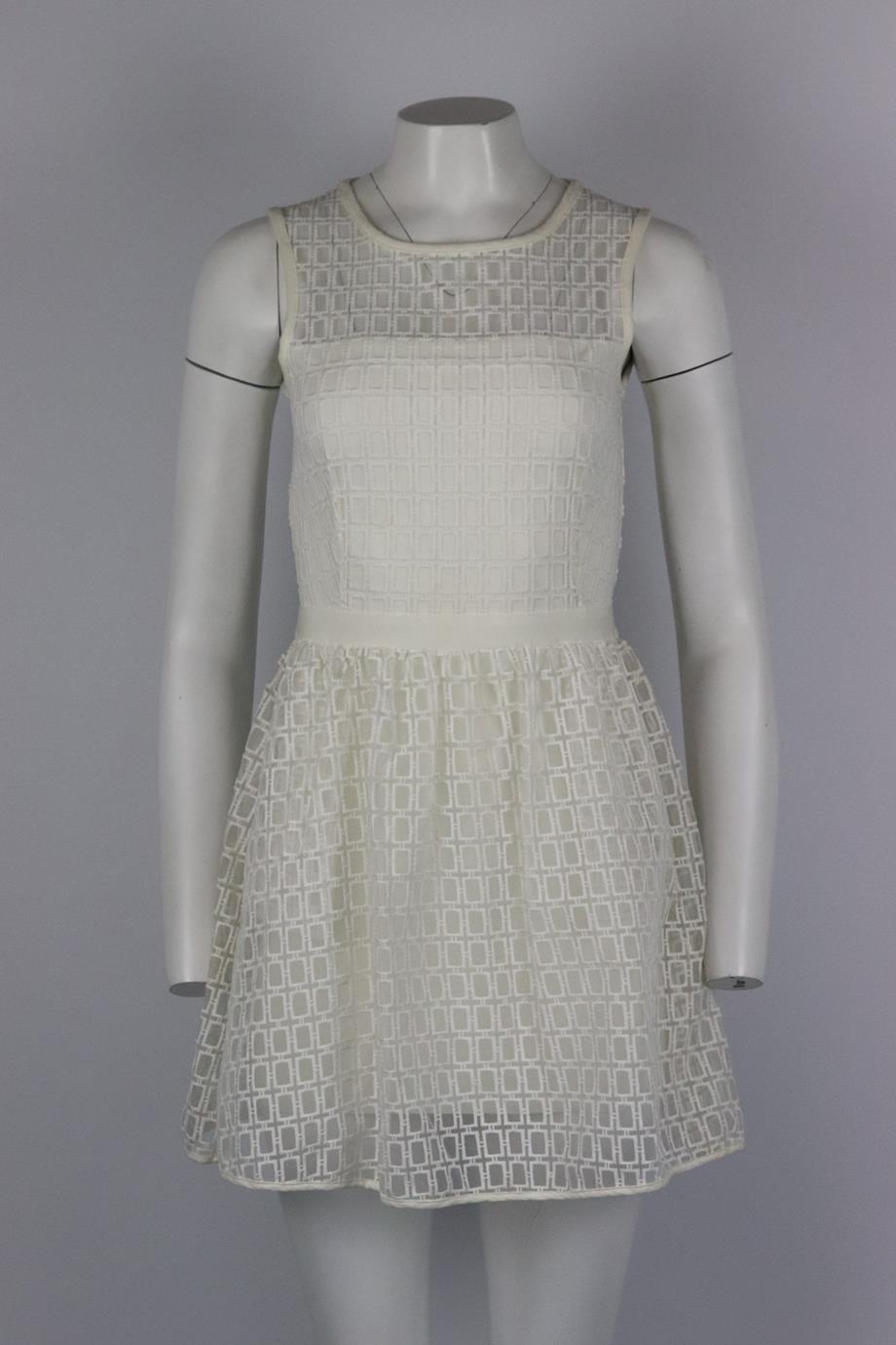 MAJE EMBROIDERED ORGANZA AND JERSEY MINI DRESS UK 8
