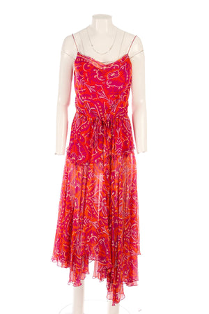 DIANE VON FURSTENBERG MULTI SILK MAXI DRESS US 4