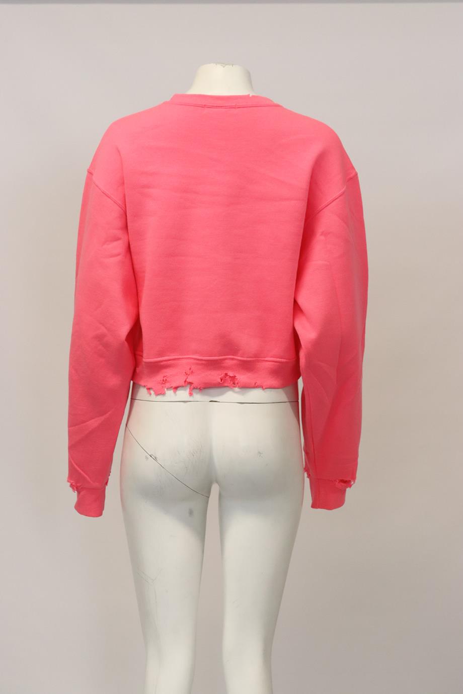 DANZY DISTRESSED COTTON JERSEY SWEATSHIRT LARGE