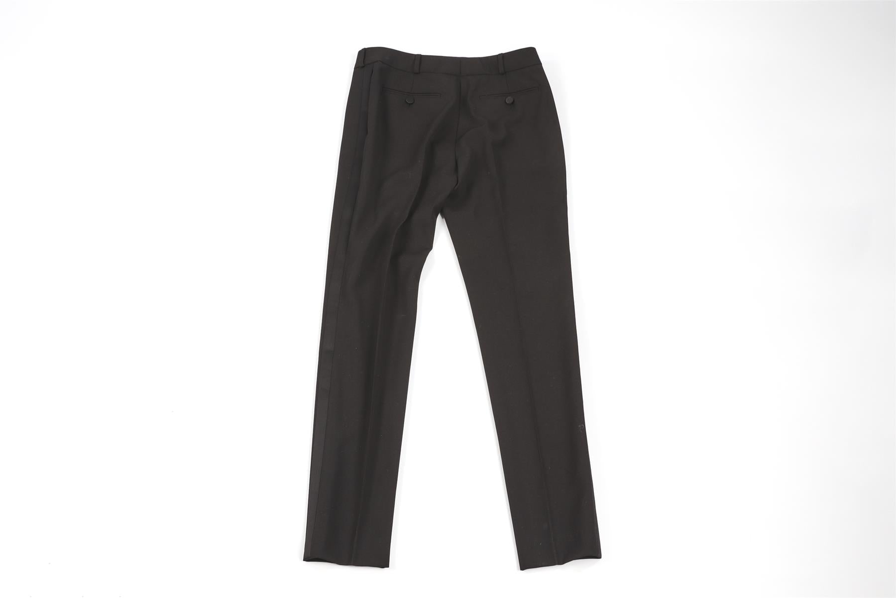 SAINT LAURENT BLACK WOOL STRAIGHT LEG PANTS FR 36 UK 8