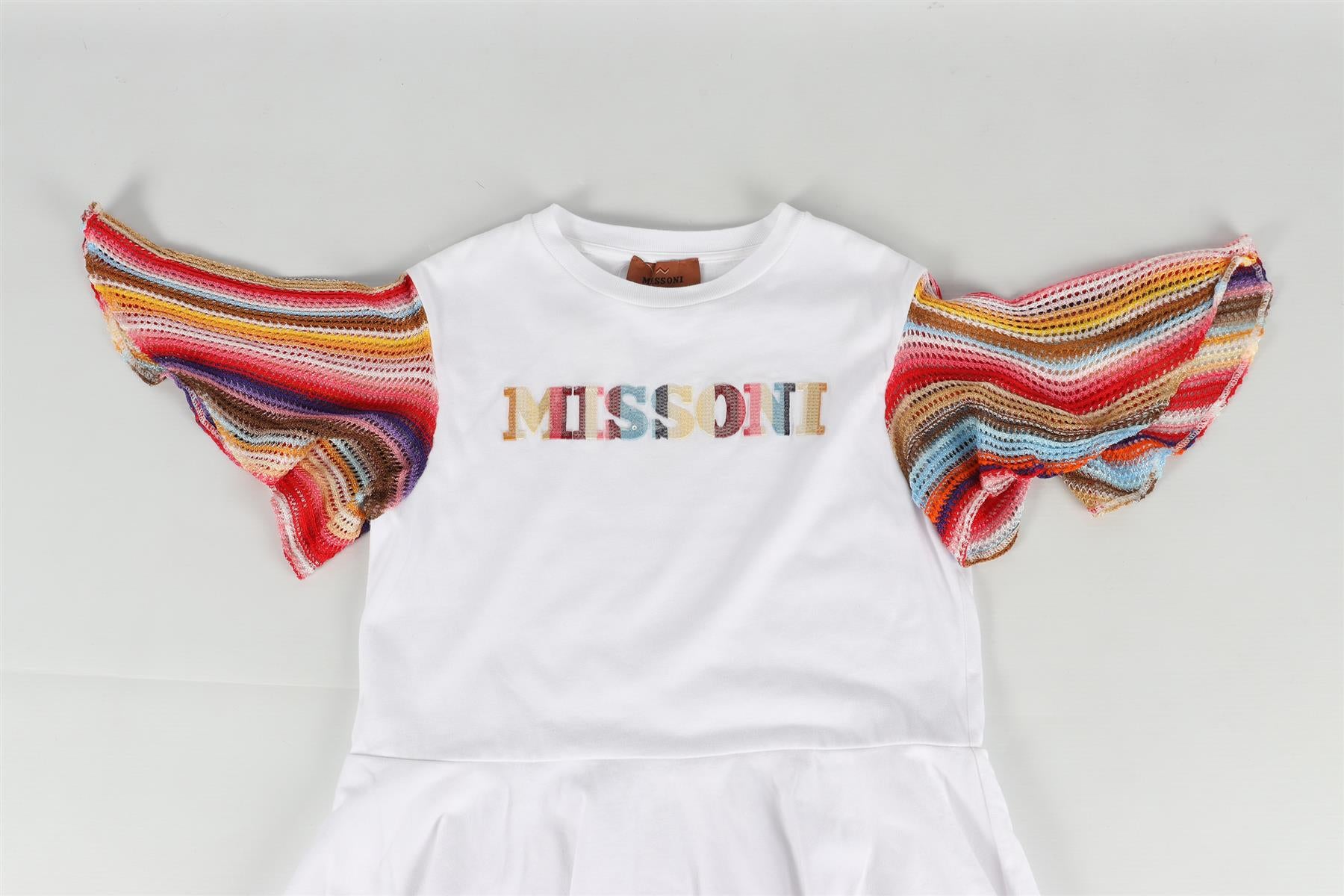 MISSONI WHITE KIDS GIRLS COTTON DRESS 4 YEARS