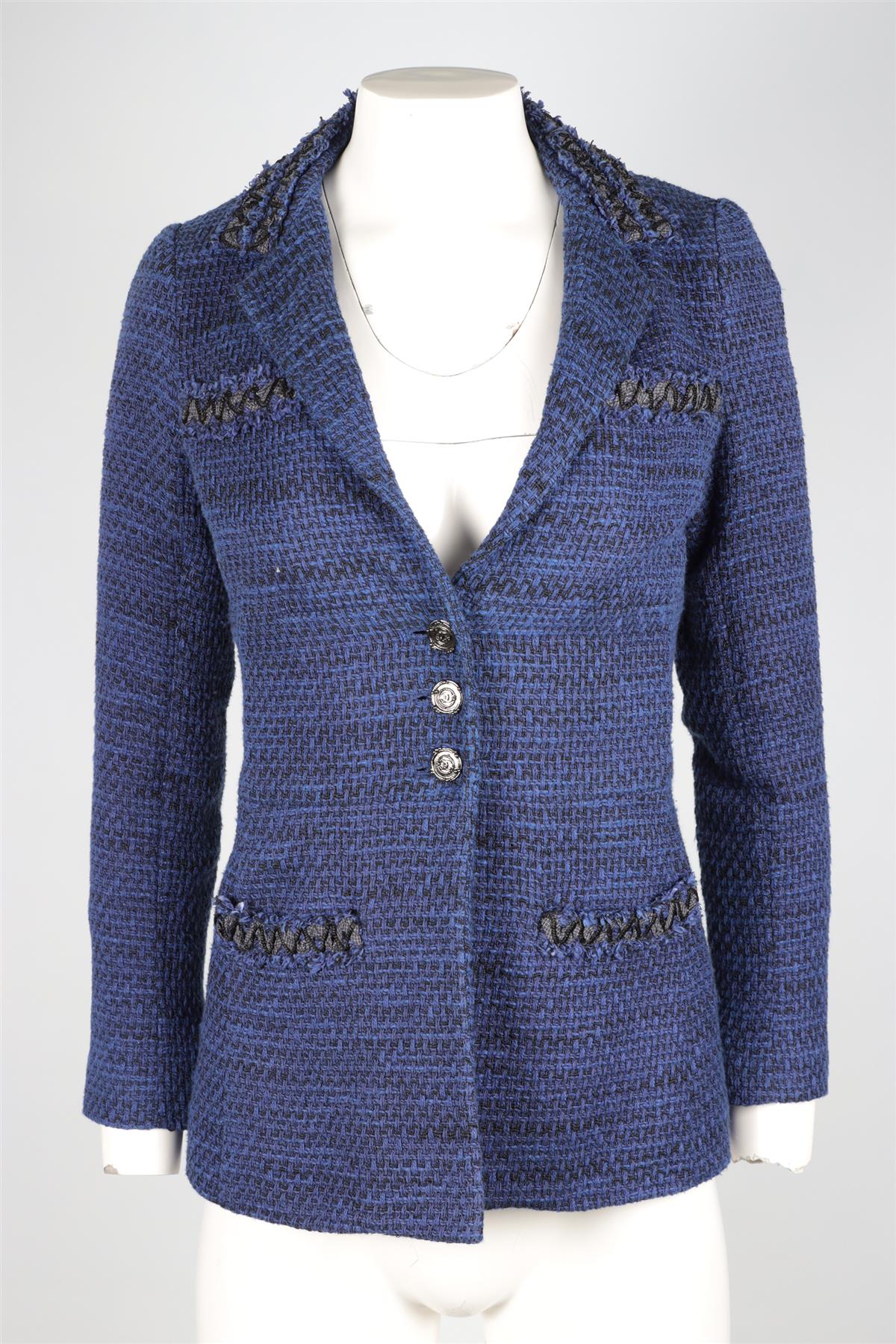 CHANEL BLUE 2009 TWEED JACKET FR 34 UK 6