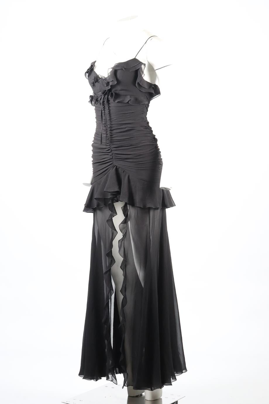 ALESSANDRA RICH RUFFLED SILK MAXI DRESS UK 6