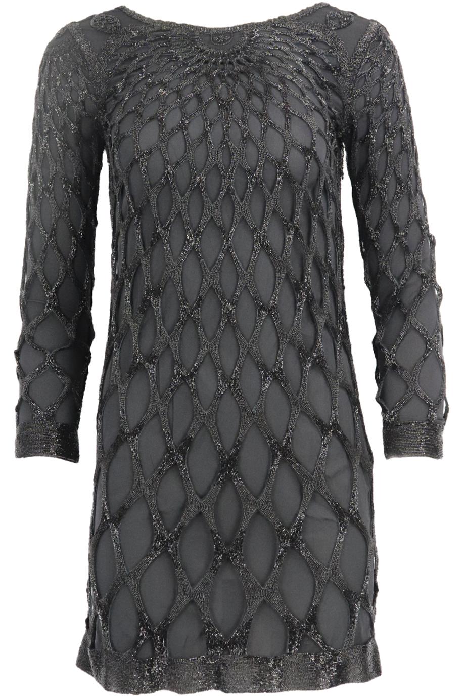 EMILIO PUCCI OPEN BACK BEAD EMBELLISHED SILK MINI DRESS IT 40 UK 8