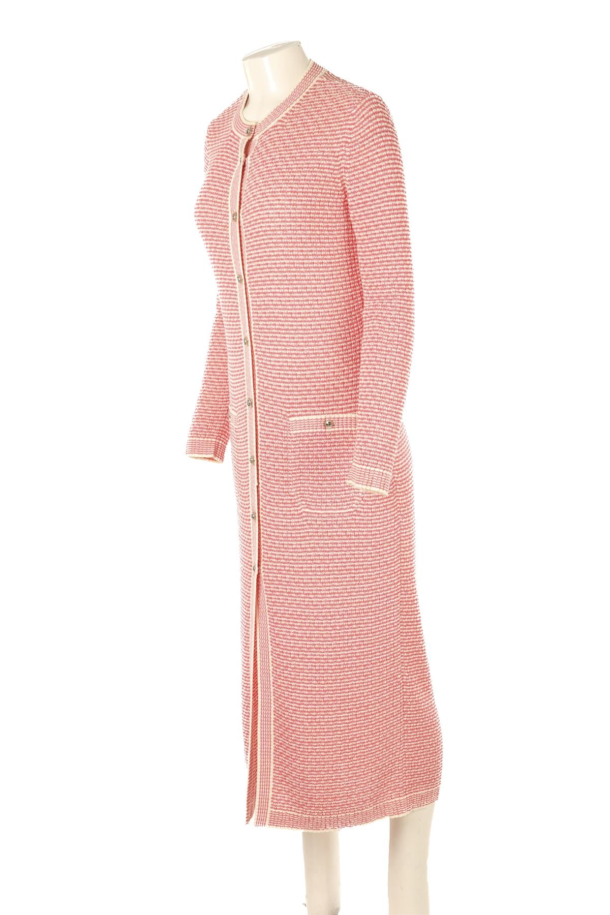 CHANEL PINK 2021 COTTON CARDIGAN FR 38 UK 10