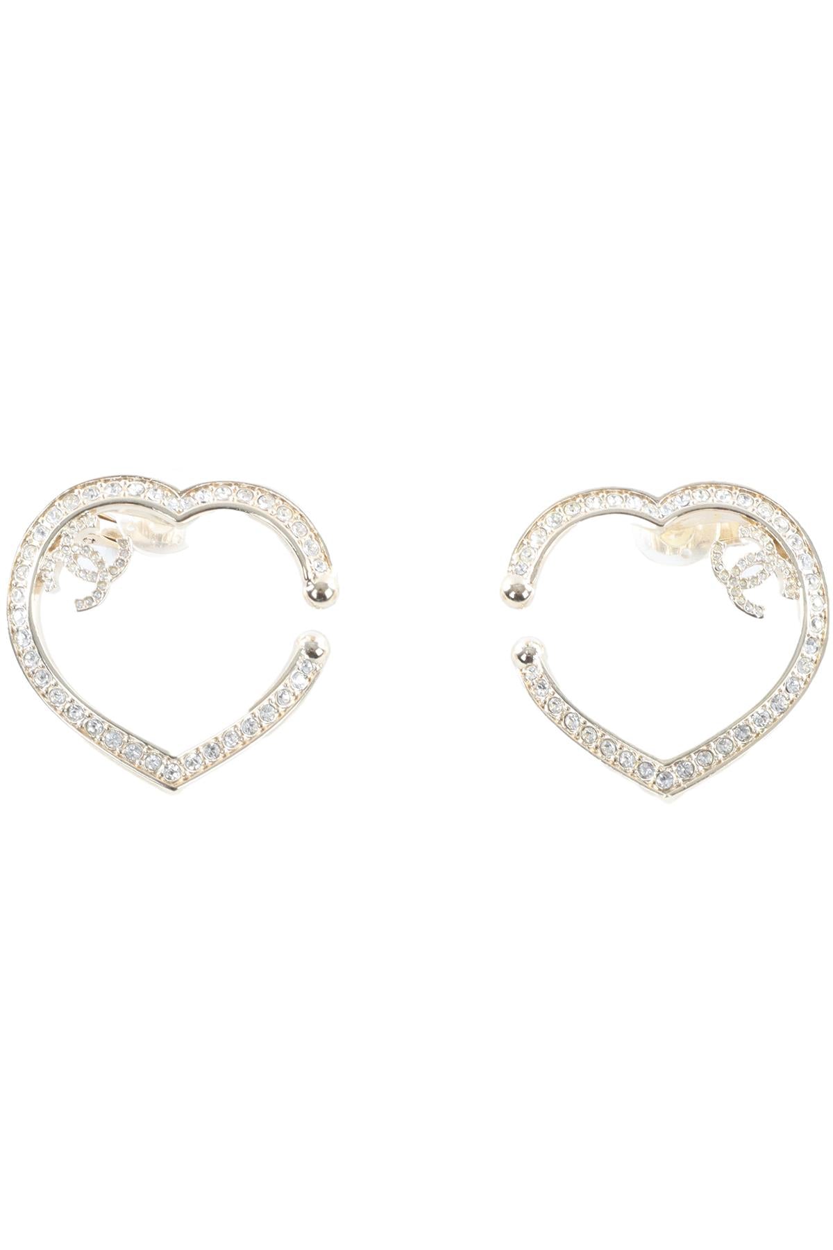 CHANEL SILVER 2023 HEART CLIP ON EARRINGS
