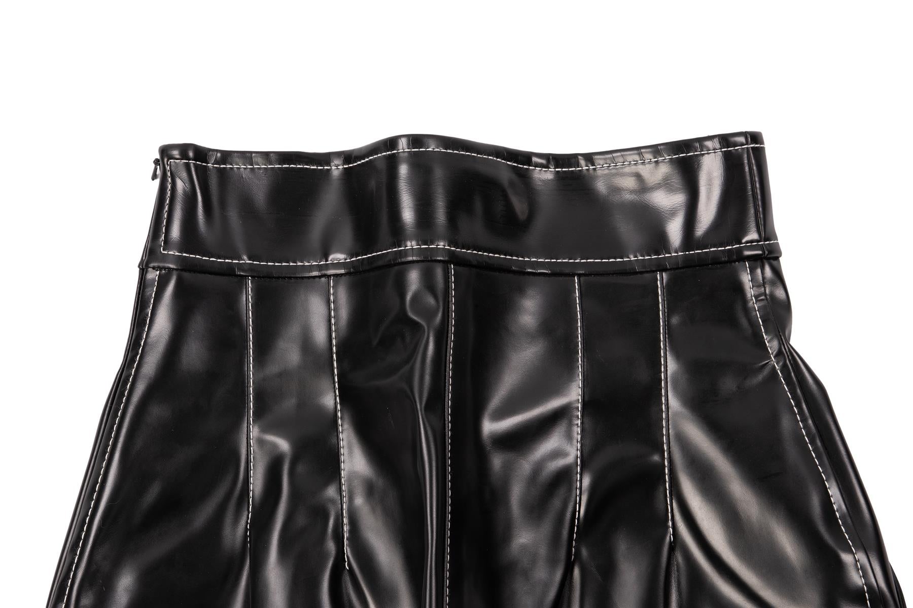 PHILOSOPHY DI LORENZO SERAFINI BLACK FAUX LEATHER STRAIGHT LEG PANTS IT 38 UK 6