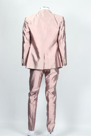 DOLCE & GABBANA PINK MEN'S SILK THREE PIECE SUIT IT 52 UK 42