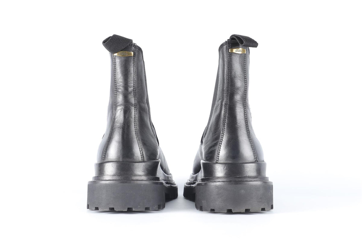 ISABEL MARANT BLACK LEATHER ANKLE BOOTS EU 39 UK 6 US 9