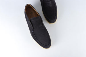 LORO PIANA NAVY MEN'S OPEN WALK SUEDE BOOTS EU 42 UK 8 US 9