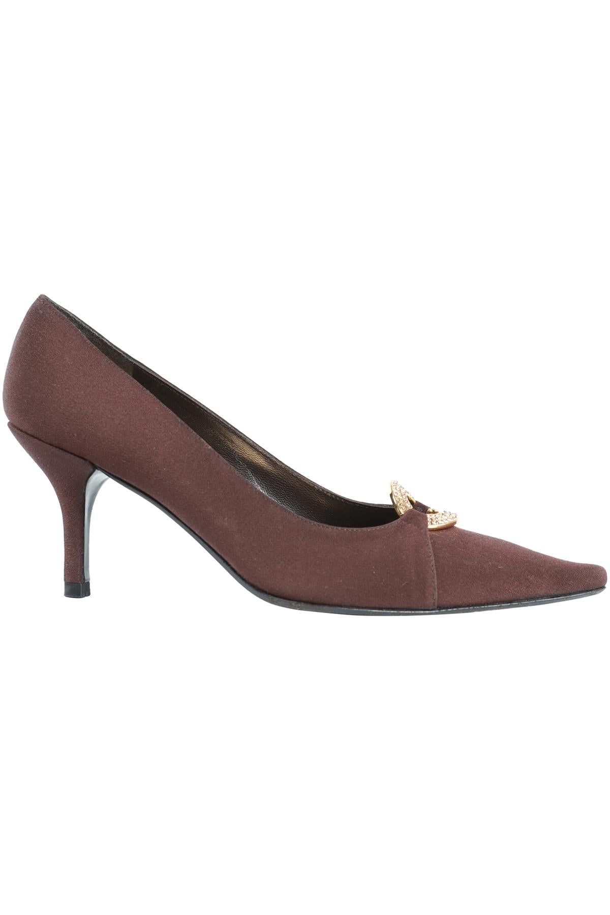 STUART WEITZMAN BROWN SATIN PUMPS