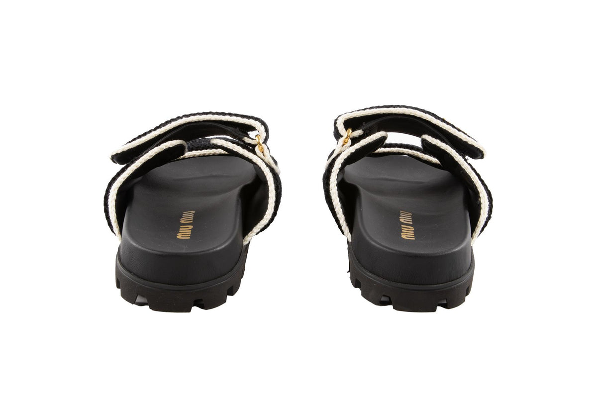 MIU MIU BLACK CROCHET SLIDES EU 38 UK 5
