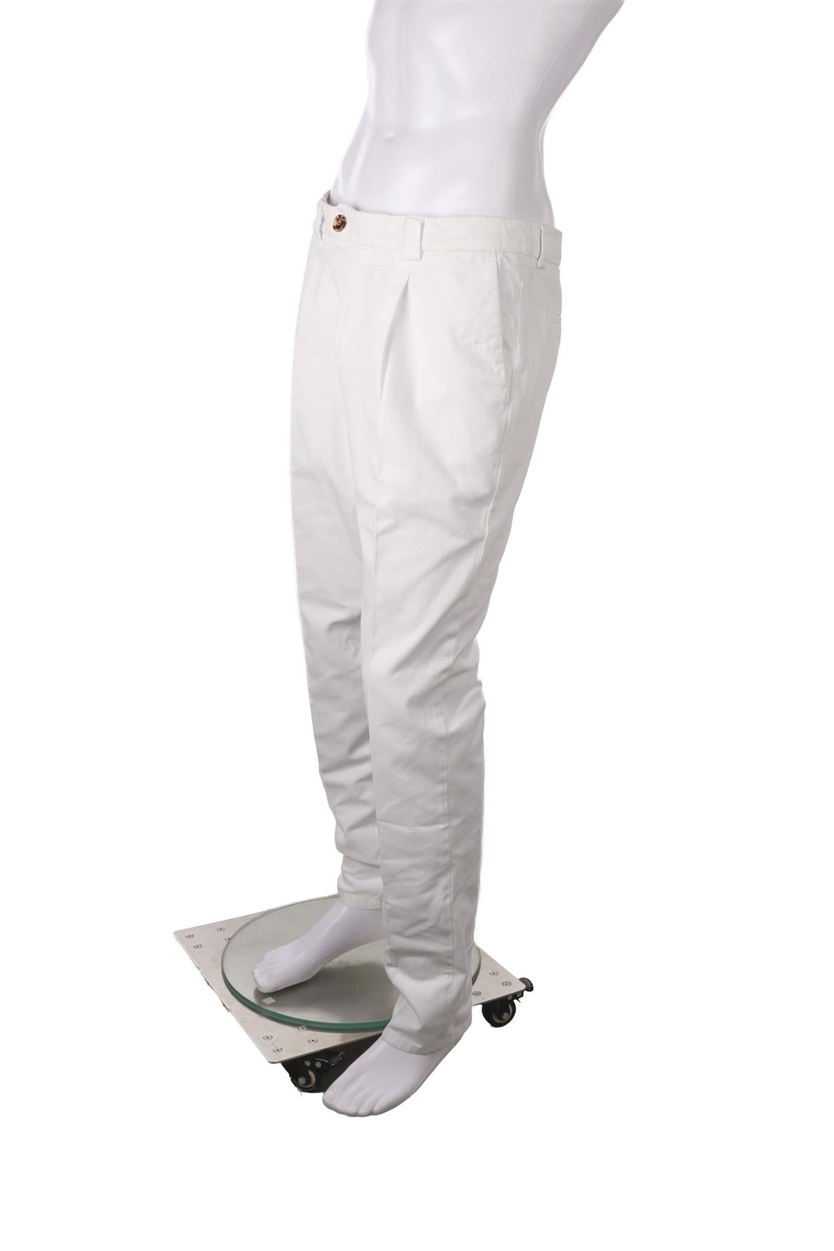 BRUNELLO CUCINELLI WHITE MEN'S COTTON STRAIGHT LEG PANTS IT 50 UK 34 FR 42