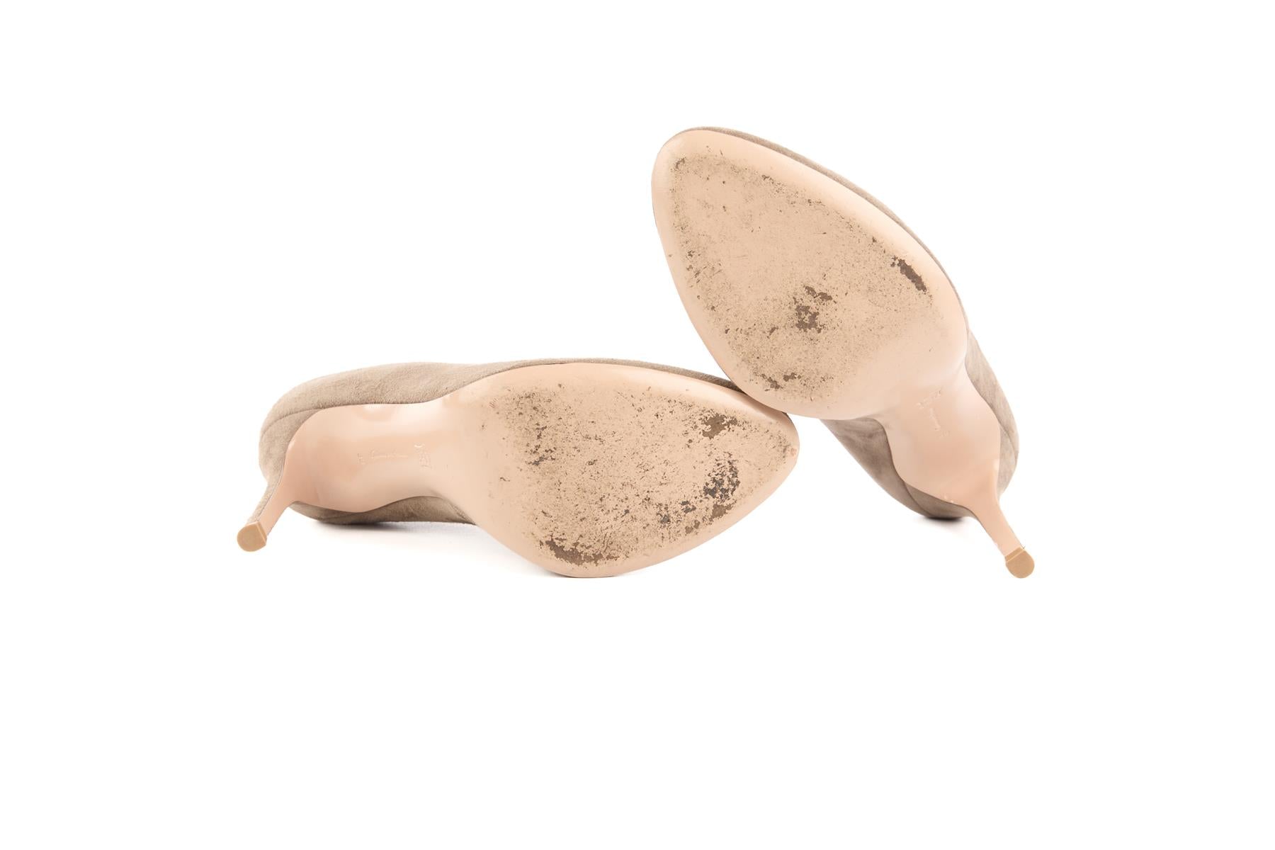 GIANVITO ROSSI TAUPE SUEDE ANKLE BOOTS EU 38 UK 5 US 8