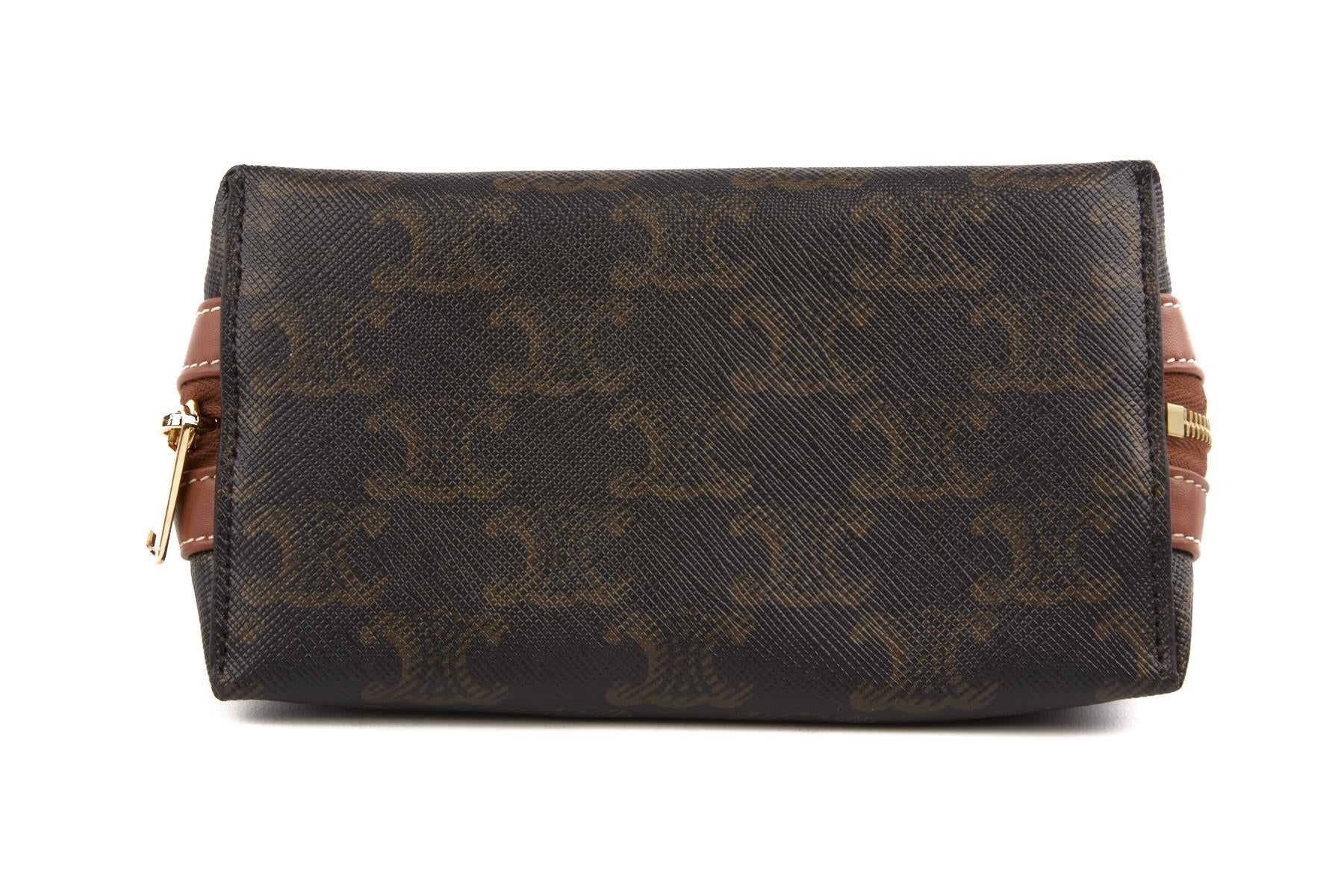 CELINE BROWN SMALL TRIOMPHE CANVAS POUCH