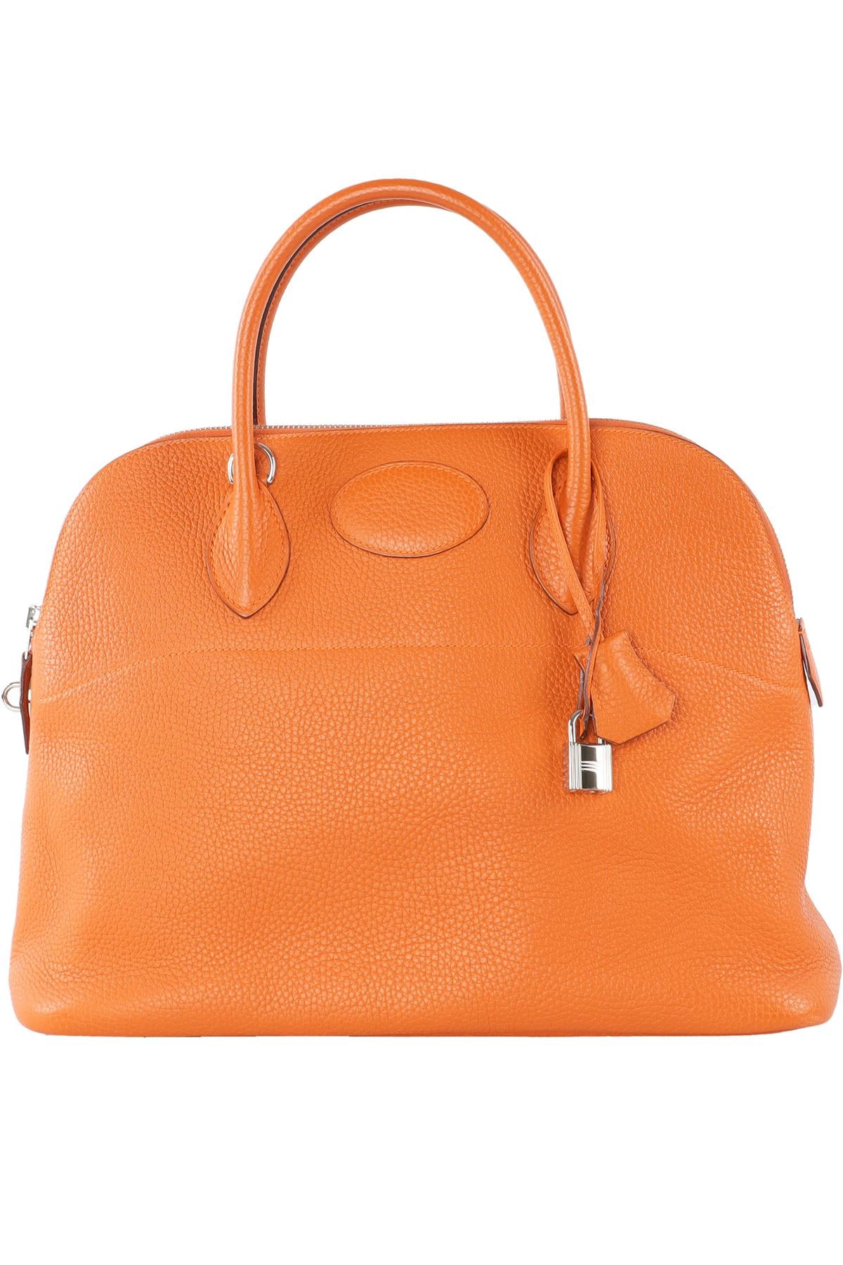 HERMÈS  ORANGE 2005 BOLIDE 35 CM CLEMENCE LEATHER TOTE BAG IN ORANGE