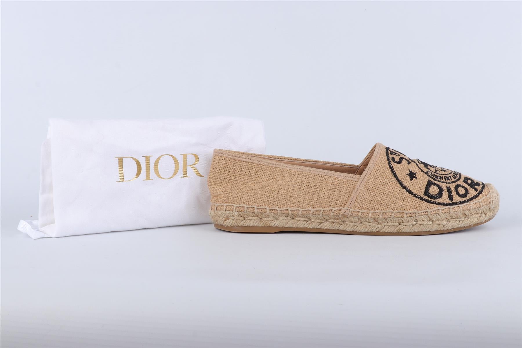 CHRISTIAN DIOR BEIGE GRANVILLE RAFFIA ESPADRILLES EU 40.5 UK 7.5 US 10.5