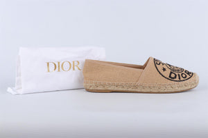 CHRISTIAN DIOR BEIGE GRANVILLE RAFFIA ESPADRILLES EU 40.5 UK 7.5 US 10.5