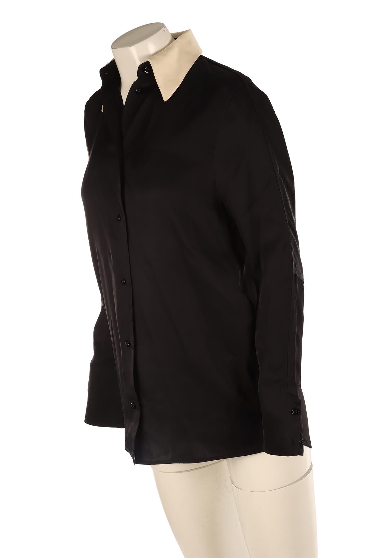 JIL SANDER BLACK SATIN SHIRT FR 32 UK 4