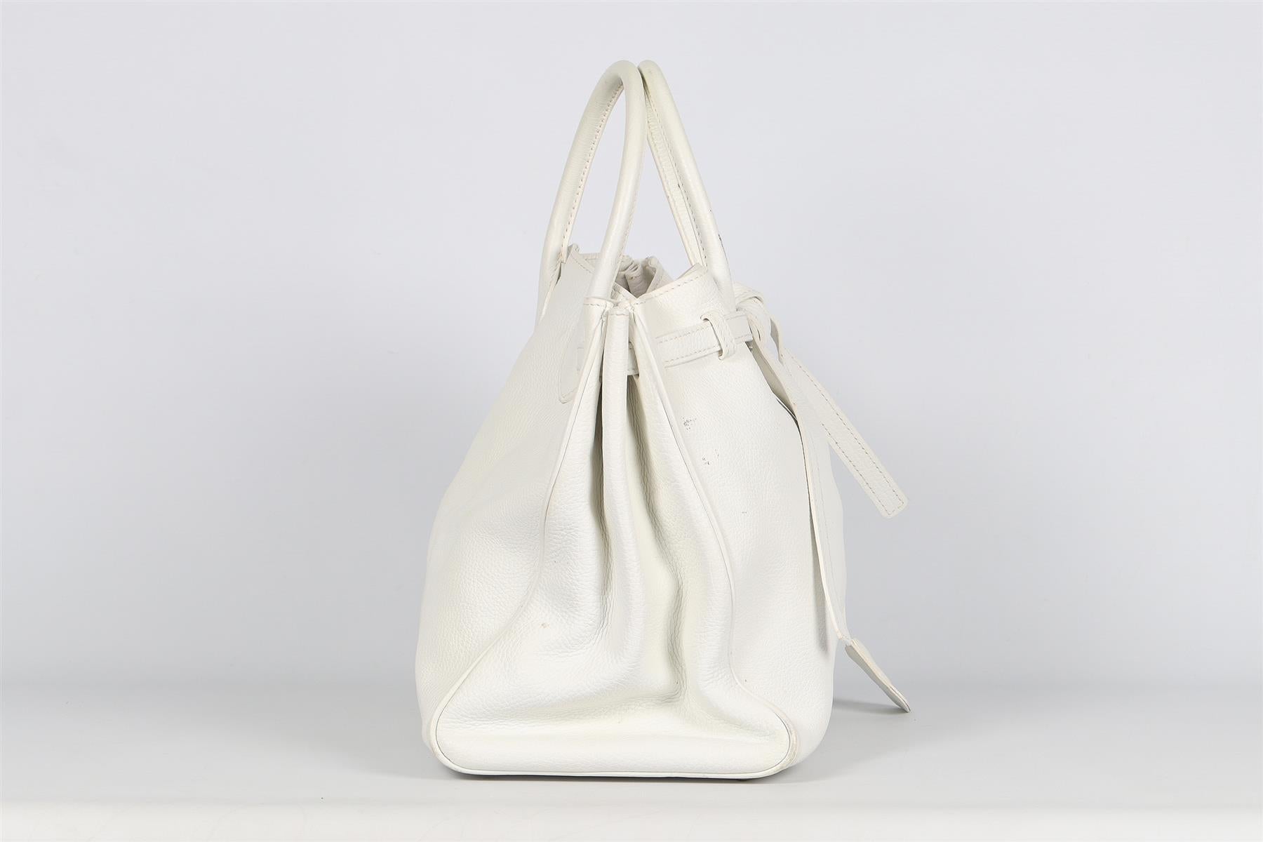 BAMFORD WHITE LEATHER TOTE BAG