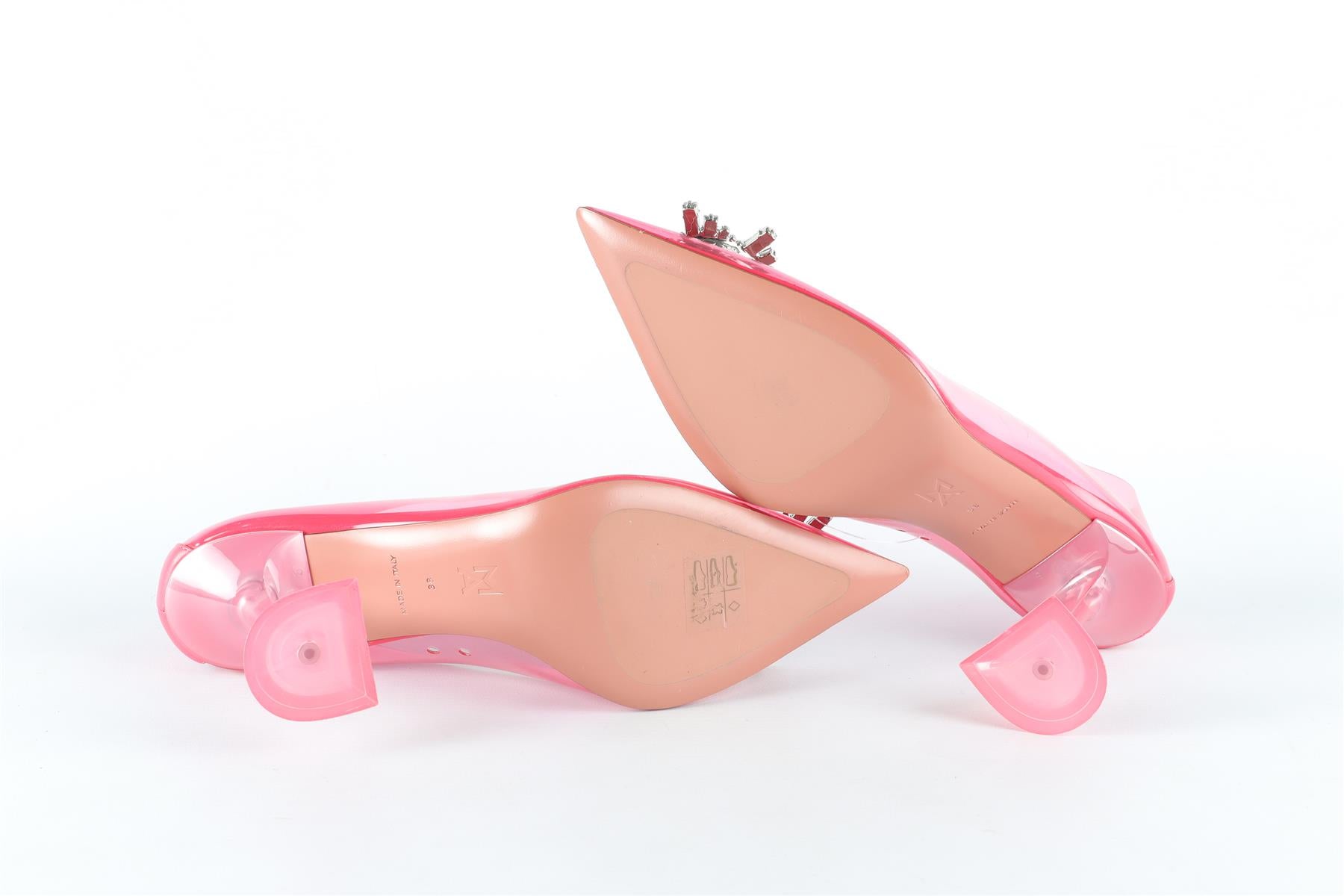 AMINA MUADDI PINK CRYSTAL AND PVC PUMPS EU 38 UK 5 US 8