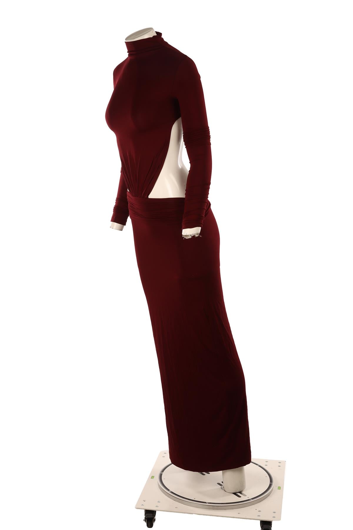 ARAKII BURGUNDY JERSEY MAXI DRESS XSMALL