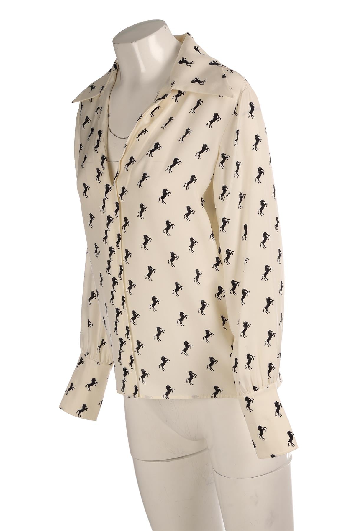 CHLOÉ CREAM SILK SHIRT FR 38 UK 10