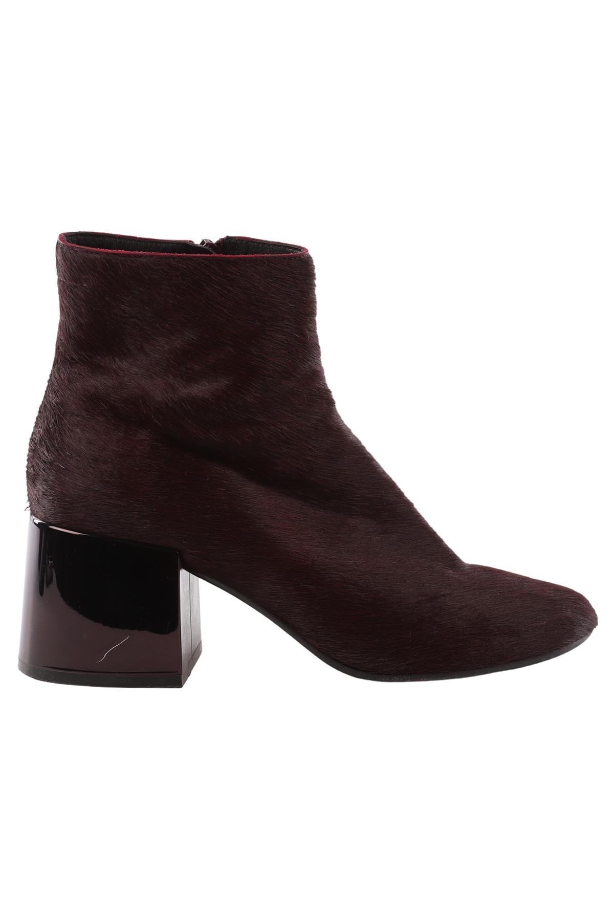 MM6 MAISON MARGIELO BURGUNDY CALF HAIR ANKLE BOOTS EU 40.5 UK 7.5 US 10.5