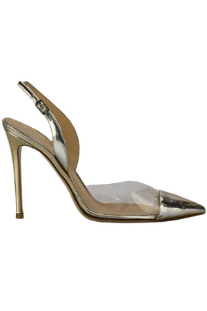 GIANVITO ROSSI PVC AND PATENT LEATHER SLINGBACK PUMPS EU 37.5 UK 4.5 US 7.5