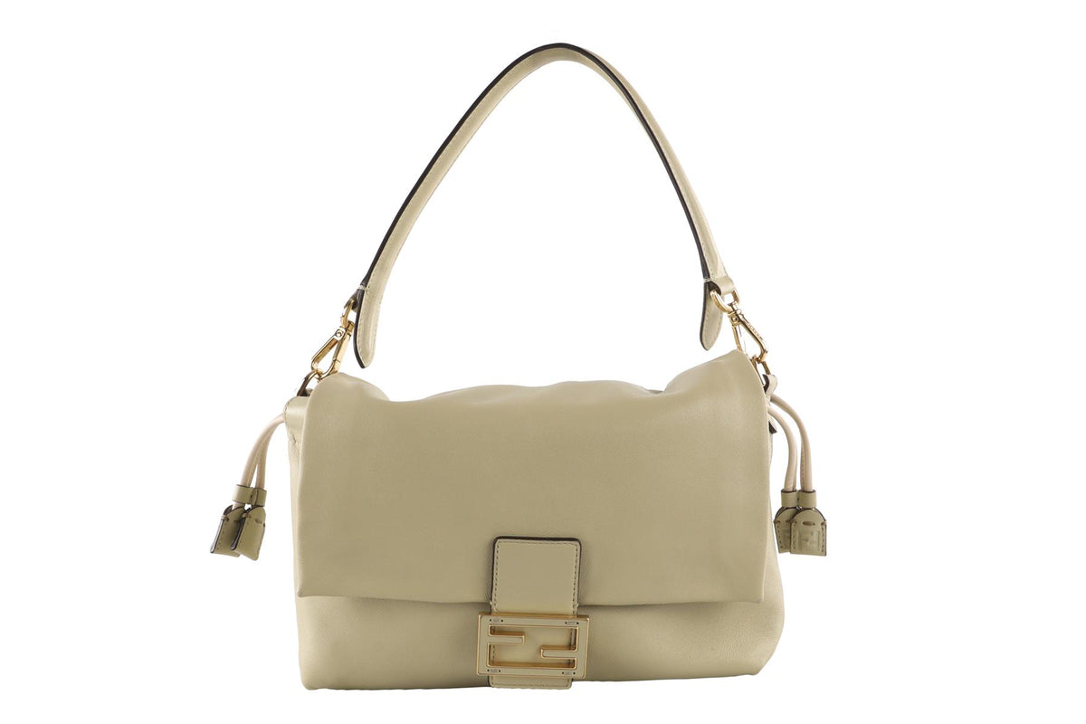 FENDI GREEN MAMMA BAGUETTE LEATHER SHOULDER BAG