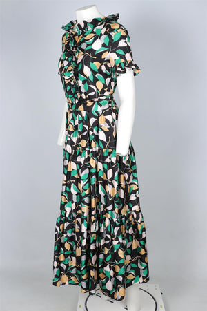 LA DOUBLEJ GREEN SILK MAXI DRESS XSMALL