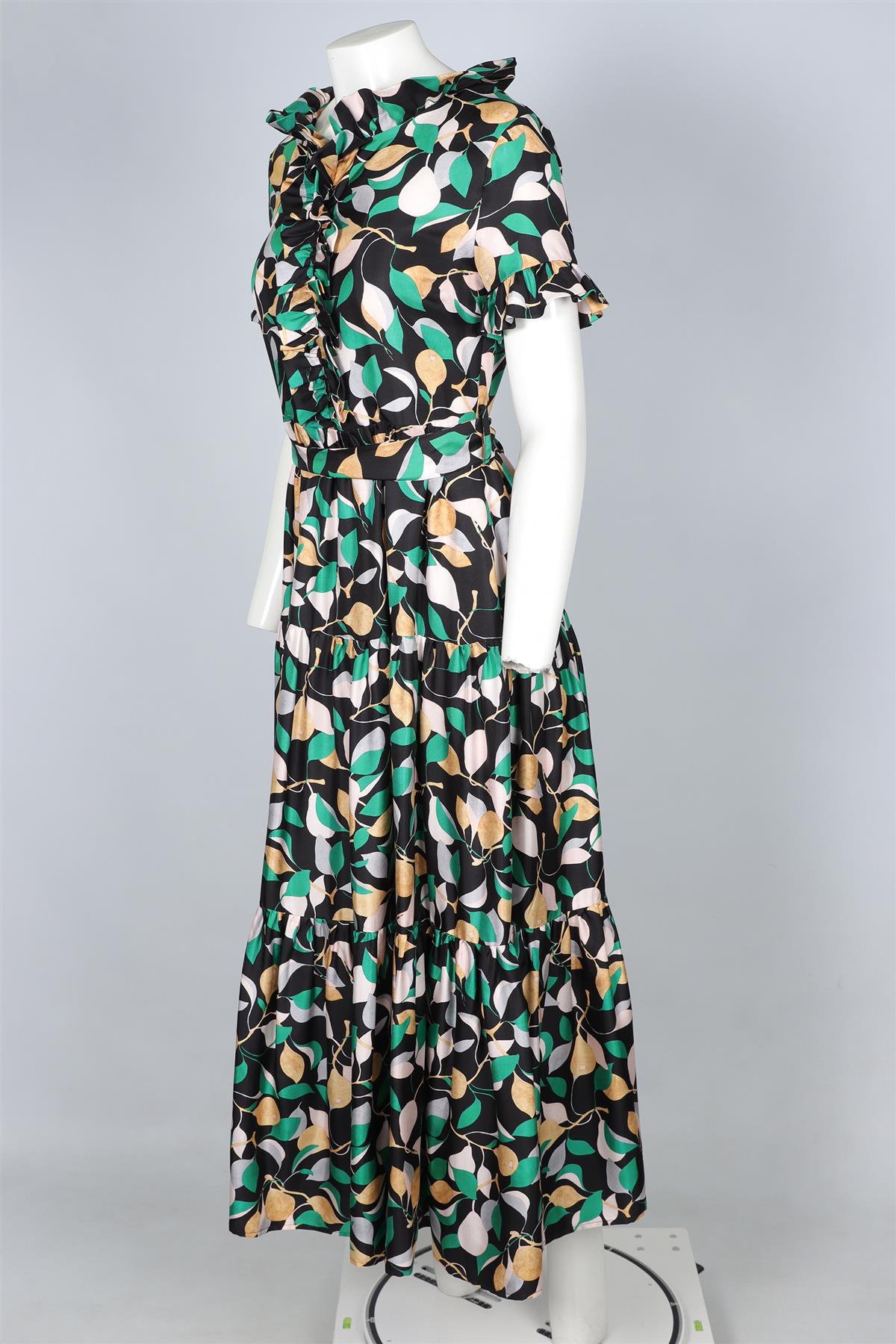LA DOUBLEJ GREEN SILK MAXI DRESS XSMALL