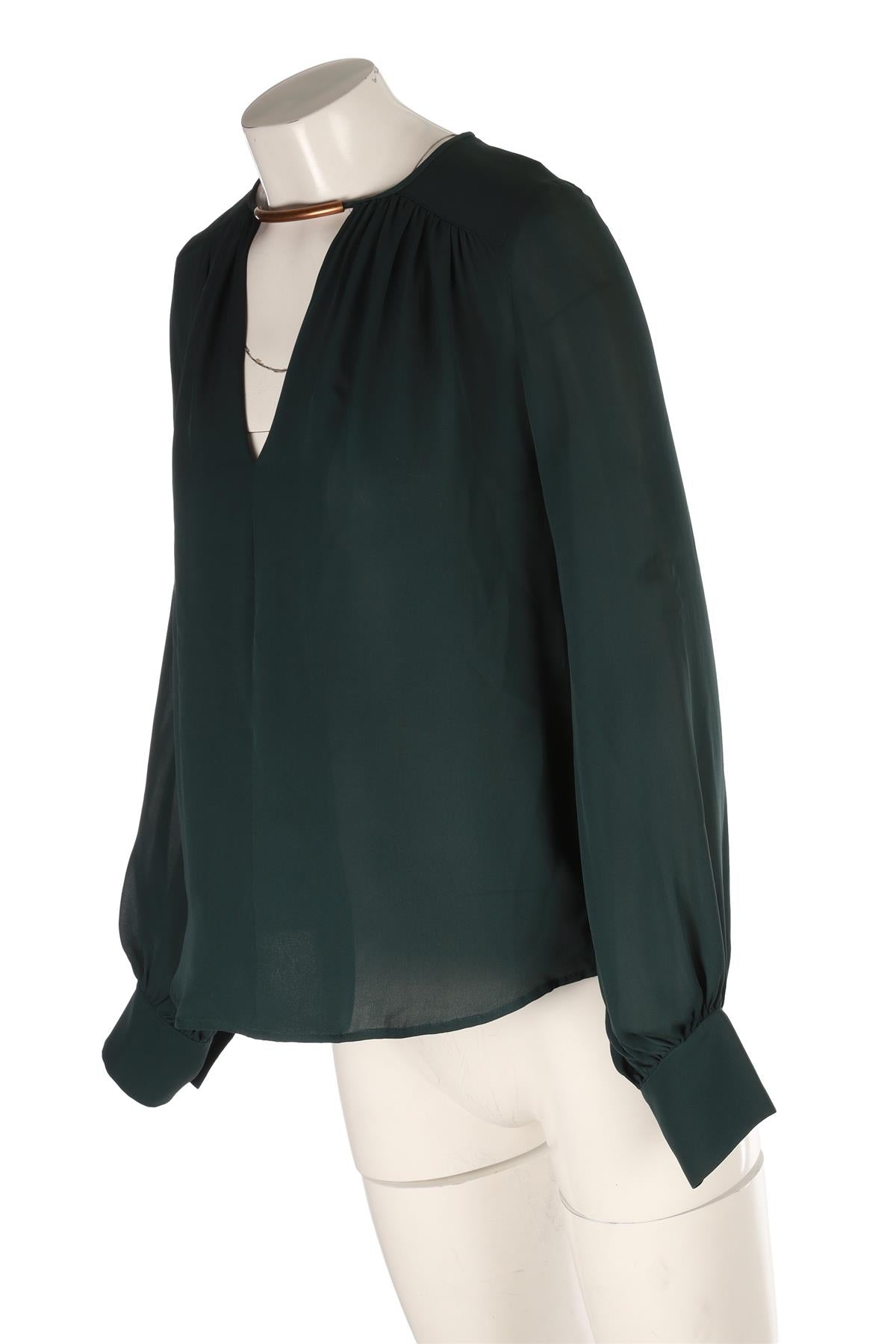 GREEN SILK TOP