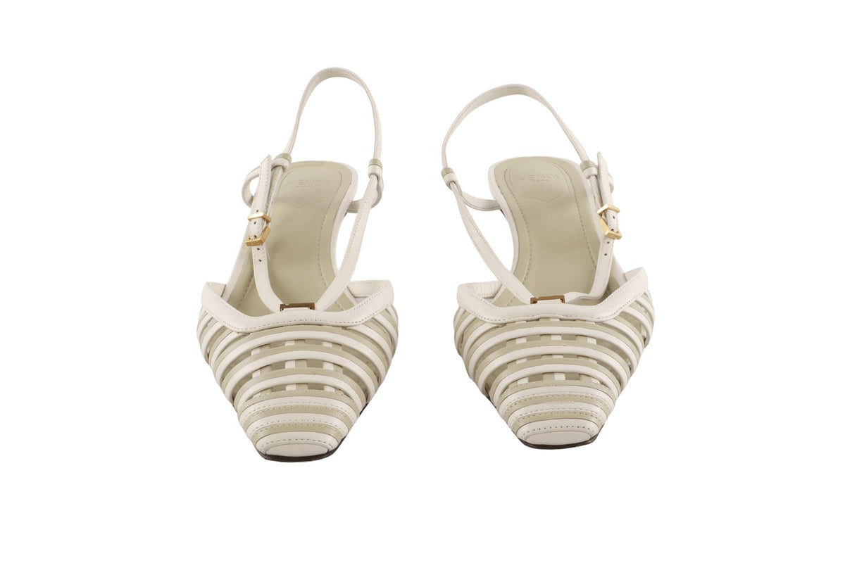 FENDI WHITE FOLD SLINGBACK PUMPS EU 39 UK 6 US 9