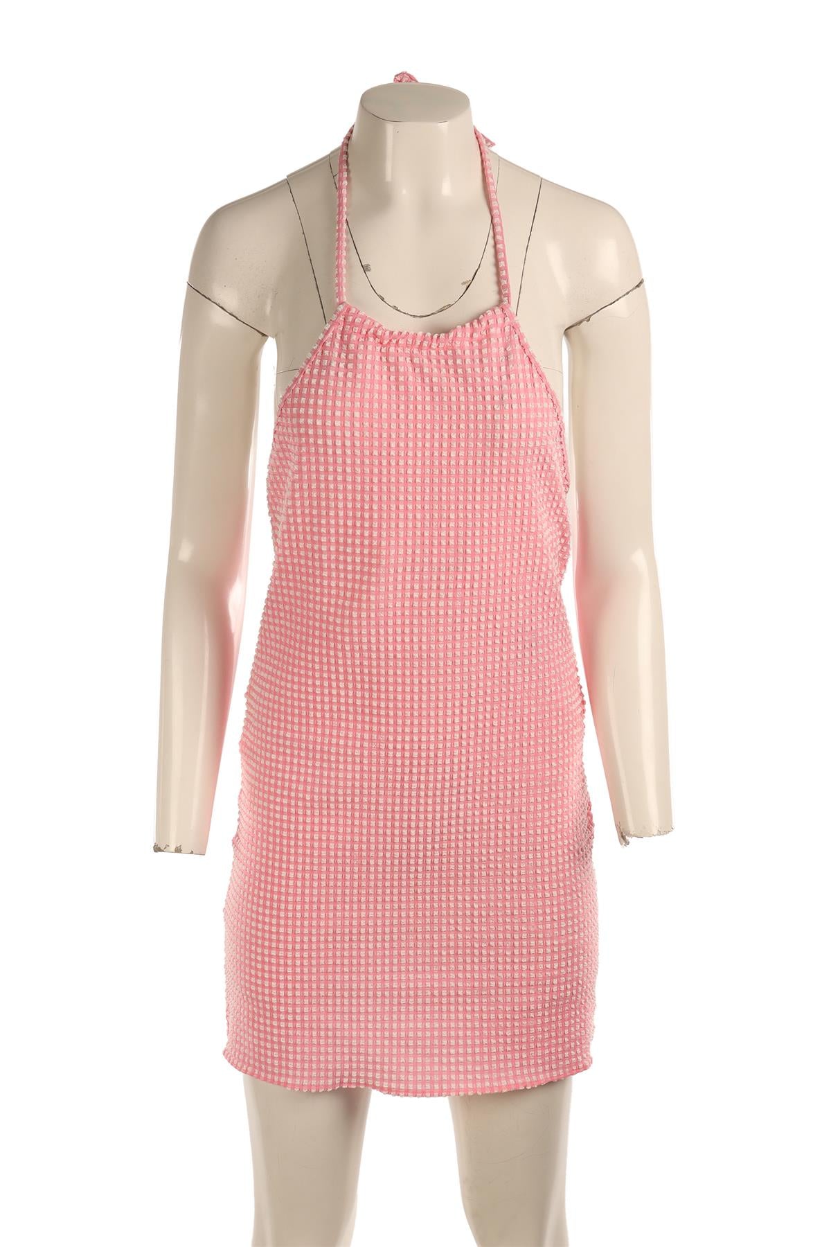 HUNZA G PINK SEERSUCKER MINI DRESS SMALL