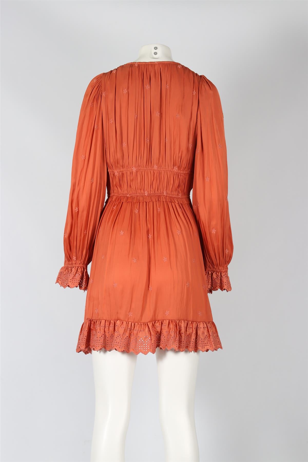 ULLA JOHNSON ORANGE SILK MINI DRESS US 8 UK 12