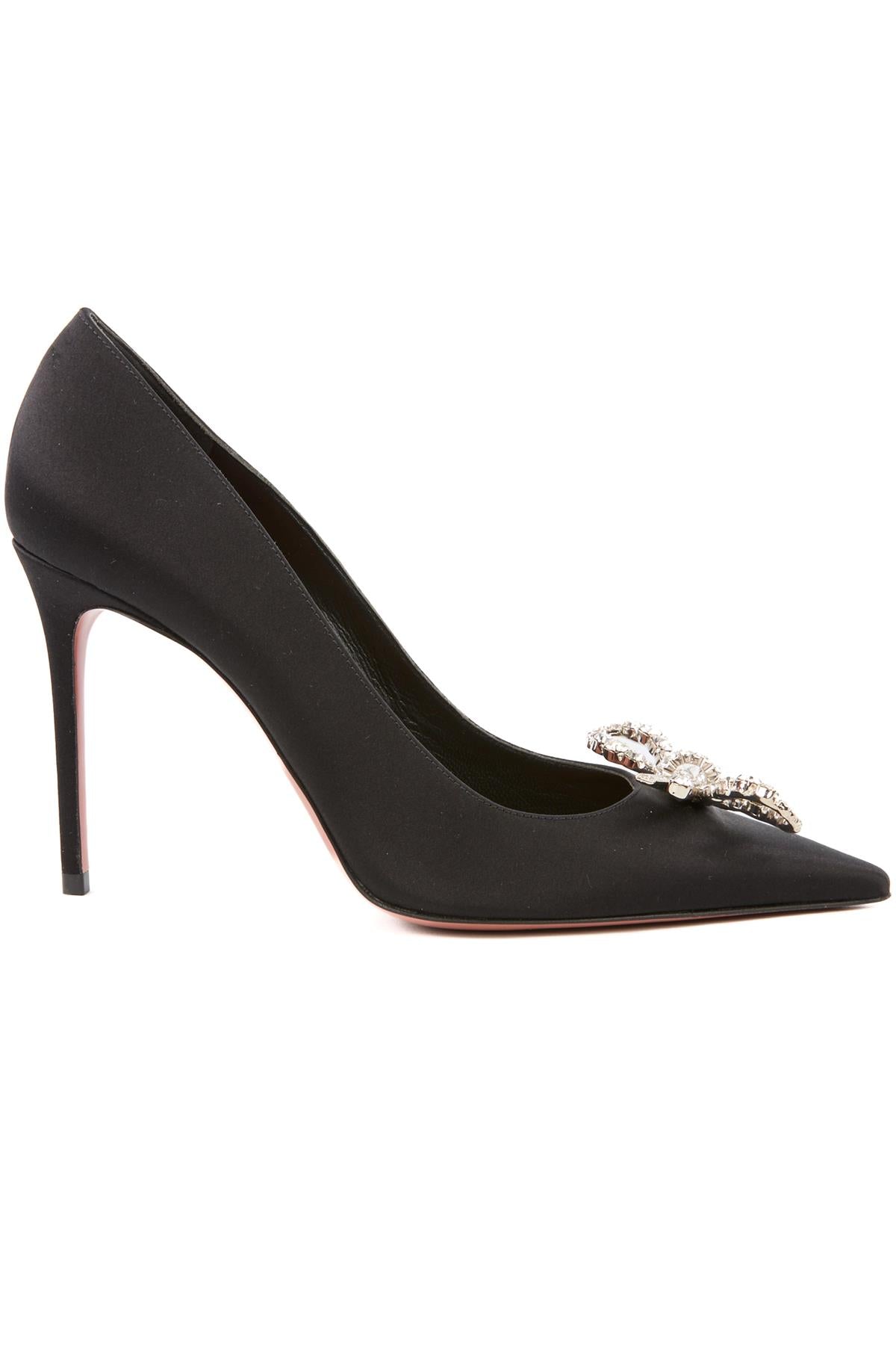 AMINA MUADDI BLACK CRYSTAL AND SATIN PUMPS EU 37.5 UK 4.5 US 7.5